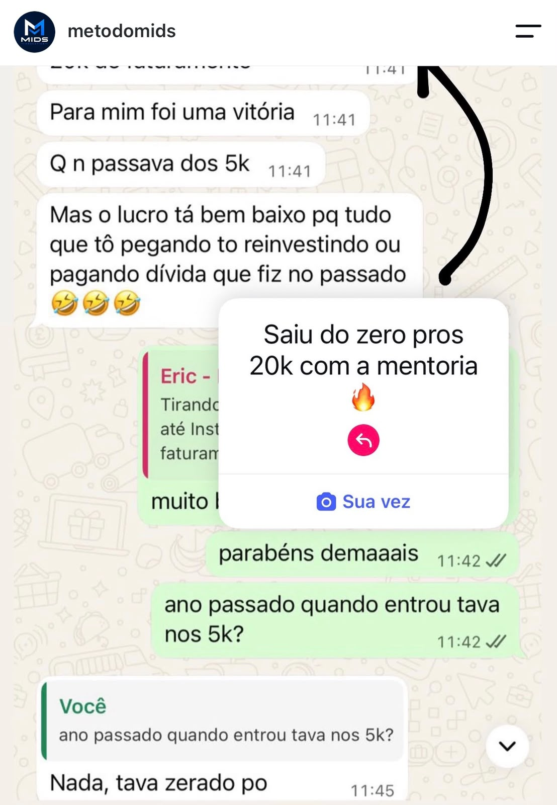 Print de depoimento de mentorado 4